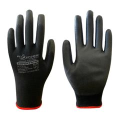 Luva de Nylon Supertato 10cm com Revestimento em PU Preta PLASTCOR / REF. 60.031.408