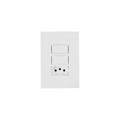 Interruptor 4x2 2 Teclas Simples com Tomada 2P+T 20A I9 Branco ILUMI / REF. 94211
