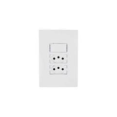 Interruptor 4x2 1 Teclas Simples com Tomada Dupla 2P+T 10A I9 Branco ILUMI / REF. 94203