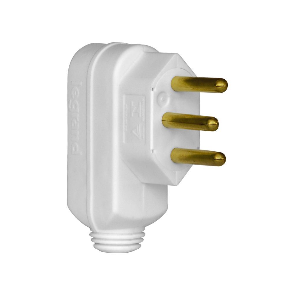 Plug Macho em Polipropileno 2P+T 20A 250V Branco PIAL / REF. 615933 ...