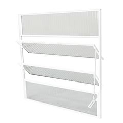 Basculante 60x80 em Alumínio Branco 3 Folhas de Vidro Canelado CLM / REF. 1518