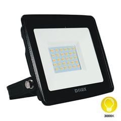 Refletor Led de Alumínio Ultra Slim 30W Bivolt 3000K Preto DILUX / REF. DI02283