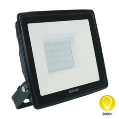 Refletor Led de Alumínio Ultra Slim 50W Bivolt 3000k Preto DILUX / REF. DI02290