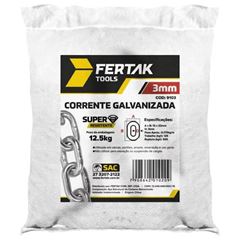 Corrente Aço 3,0mm 1/8 com Elo Curto Galvanizado FERTAK / REF. 9103