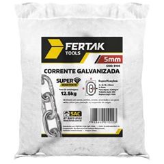 Corrente Aço 5,0mm 3/16 com Elo Curto Galvanizado FERTAK / REF. 9105