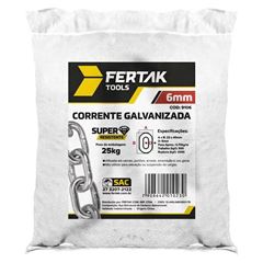 Corrente Aço 6,0mm 1/4 com Elo Curto Galvanizado FERTAK / REF. 9106