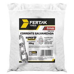 Corrente Aço 8,0mm 5/16 com Elo Curto Galvanizado FERTAK / REF. 9108