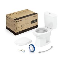 Kit Bacia Sanitária com Caixa Acoplada 3 e 6L com Assento e Itens de Instalação Thema Branca ROCA / REF. 1257230010100