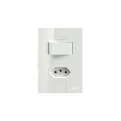 Interruptor Simples 4x2 Soft + Tomada 2P+T 20A/250VCA com Placa Click Branco MECTRONIC / REF. 49092