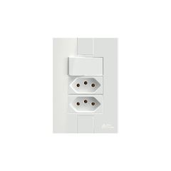 Interruptor Simples 4x2 Soft + 2 Tomadas 2P+T 10A/250VCA com Placa Click Branco MECTRONIC / REF. 49101