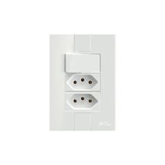 Interruptor Simples 4x2 Soft + 2 Tomadas 2P+T 20A/250VCA com Placa Click Branco MECTRONIC / REF. 49103