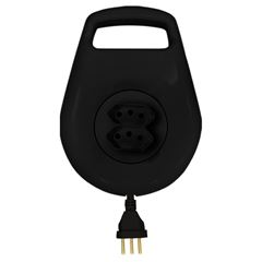 Extensão Elétrica 3 Metros com 2 Tomadas 2P+T Enrolável Preta ILUMI / REF. 16890