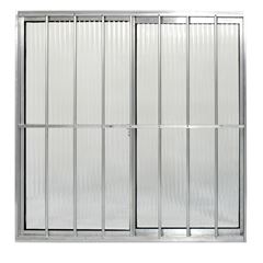 Janela de Correr 100x100 em Alumínio Natural 2 Folhas de Vidro Canelado com Grade Premium CLM / REF. 160