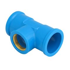 Tê Soldável em PVC com Bucha de Latão 20mmx1/2 Pol. Azul REBOUÇAS / REF. 2757