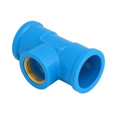 Tê Soldável em PVC com Bucha de Latão 25mmx3/4 Pol. Azul REBOUÇAS / REF. 2759