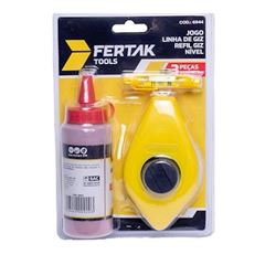 Kit Carretel Linha de Giz 15m Vermelho com Refil e Nível FERTAK / REF. 6944