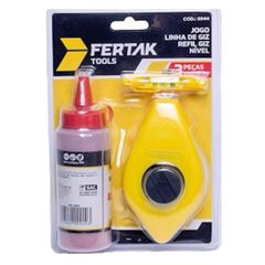 Kit Carretel Linha de Giz 15m Vermelho com Refil e Nível FERTAK / REF. 6944