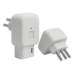 Plug Protector Elétrico 2P+T 10A com Saída Lateral de 90 Graus Branco QUALITRONIX / REF. QPP07B