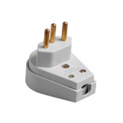 Plug Macho 2P+T 10A 250v com Prensa Cabo Extra Gigante Cinza ILUMI / REF. 1416