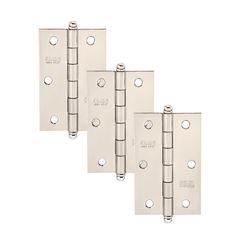 Dobradiça Aço 3.1/2 Cartela com 3 880 Niquelada - Ref.91887 - SILVANA