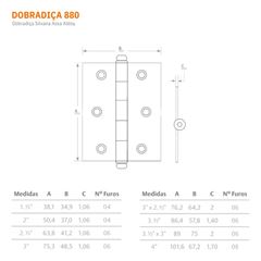 Dobradiça Aço 2.1/2 Cartela com 3 Unidades 880 Ferro Zincado Oxidado Envernizado - Ref.93812 - SILVANA