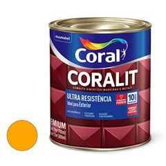 Tinta Esmalte Sintético Brilhante Coralit Ultra Resistência 900ML Amarelo CORAL/ REF. 5202725