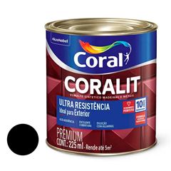 Tinta Esmalte Sintético Brilhante Coralit Ultra Resistência 225ML Preto CORAL/ REF. 5202683