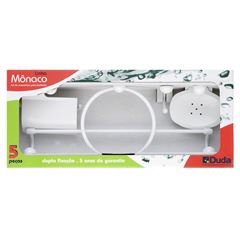 Kit Acessórios Banheiro Policarbonato 5 Peças Mônaco Branco - Ref.54500NE - DUDA