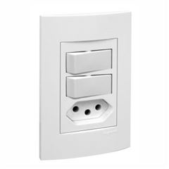 Interruptor 4x2 Duplo com Tomada 2P+T 10A Cinza PIAL / REF. 680316