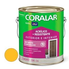 Tinta Acrílica Fosca 3,6L Coralar mais Resistente Amarelo Frevo CORAL / REF. 5207301