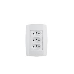 Tomada 4x2 3 Tomadas 2P+T 10A Slim Branca - Ref.80123 - ILUMI 