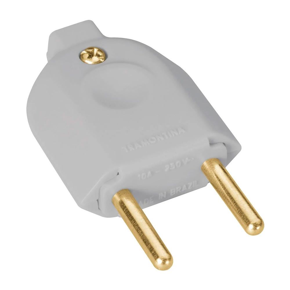 Plug Macho 2P 10A/250V Cinza - Ref. 57401002 - TRAMONTINA | Distac ...