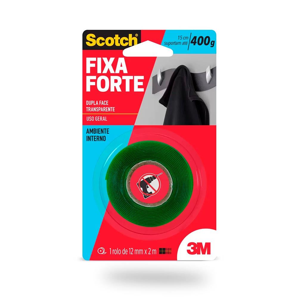 Fita Dupla Face 3M Scotch 12mmx2m Fixa Forte Transparente - Ref. HB004419873 - 3M