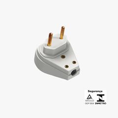 Plug Macho 2P 250V 20A Prensa Cabo Gigante Cinza ILUMI / REF. 1413
