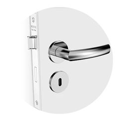 Fechadura Interna Jurerê Reta Alavanca Roseta R22 Inox Escovado SOPRANO / REF. 03002.0803.90