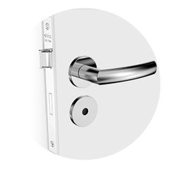 Fechadura WC Jurerê Reta Alavanca Roseta R22 Inox Escovado SOPRANO / REF. 03003.0803.90