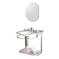 Lavabo de Vidro e Alumínio 50x46 com Espelho Cris-Mold Branco - Ref.979 - CRISMETAL