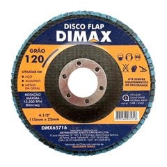 Disco Lixa Grão 120 115x22mm Flap DIMAX / REF. DMX65716