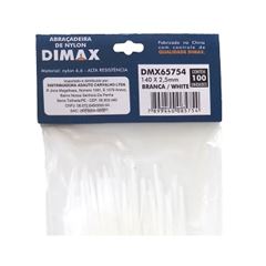 Abraçadeira de Nylon 140x2,5mm Branco com 100 Peças - Ref.DMX65754 - DIMAX