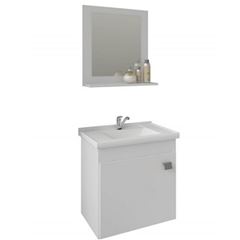 Gabinete para Banheiro em MDF Suspenso 46x44cm 1 Porta com Cuba e Espelho Íris Branco - Ref.9944.2 - MGM
