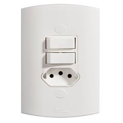 Interruptor 4x2 1 Tecla Simples e 1 Tecla Paralelo +Tomada 2P+T 10A Volts Branco - Ref.39736 - MECTRONIC