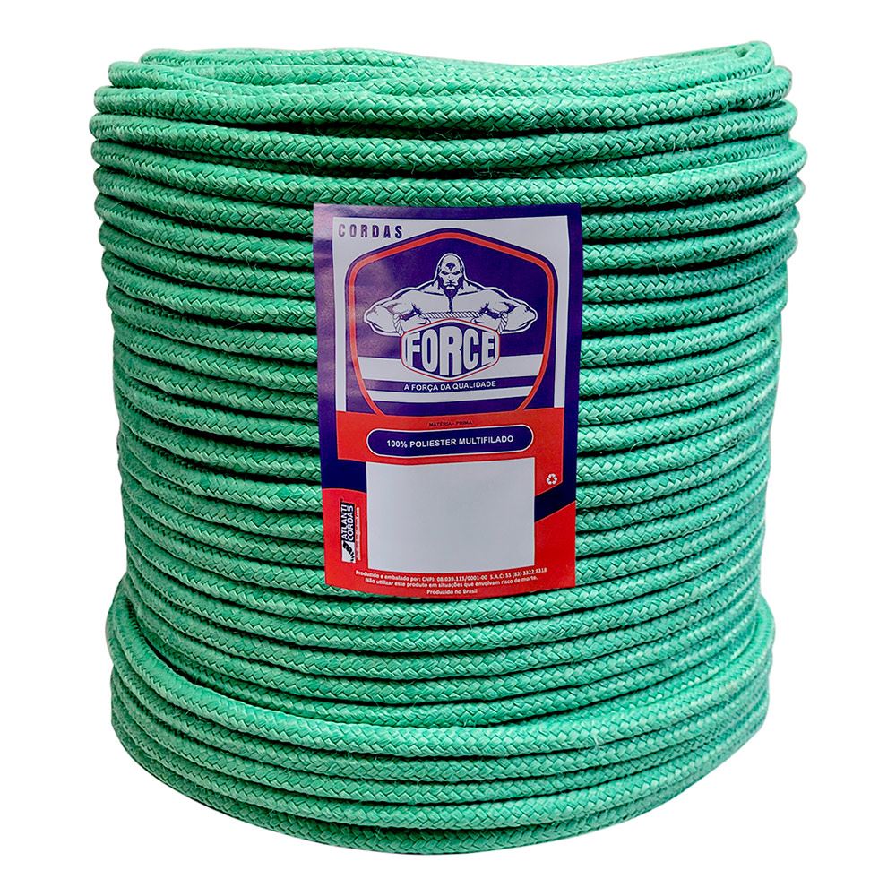 Corda Em Poliéster 8mm 240m Trançada Verde CORDAS FORCE / REF. 444 - Foto 10