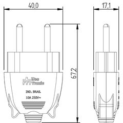 Plug Macho 2P 10A 180g Branco - Ref.39214 - MECTRONIC