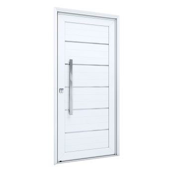 Porta de Alumínio com Puxador Frisada Lado Esquerdo 215x105cm Branco - Ref.9195.1 - LUCASA ECCELLENTE