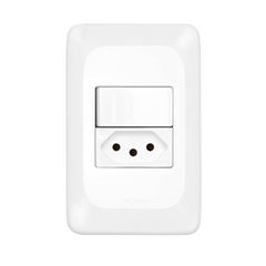 Interruptor 4X2 Paralelo com 1 Tomada 2P+T 10A Pop Branco- Ref.LGX203 - PIAL