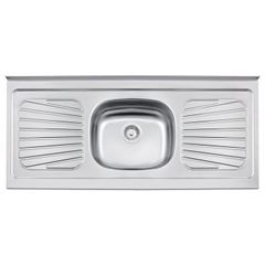 Balcão em Aço Inox 120x52x13 New Raggi 1 Cuba com Válvula e Escorredor Aço 430 TRAMONTINA / REF. 93041527