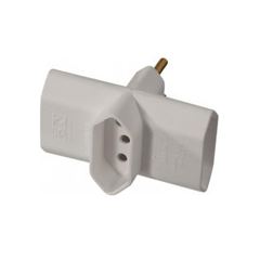 Plug Retangular 3P com 3 Saídas 2P+T 10A 250V Branco - Ref. 39612 - MECTRONIC