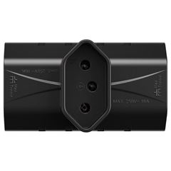 Plug Retangular 3P com 3 Saídas 2P+T 10A 250V Preto - Ref. 39611 - MECTRONIC