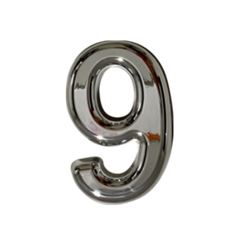 Número ABS 9 Residencial 15cm 3D Metalizado Prata - Ref. 1893.1.01 - TUROSSI