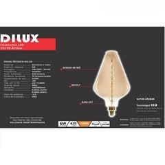 Lâmpada Filamento Led 6W VA188  Bivolt 2200K Âmbar DILUX / REF. DI87503